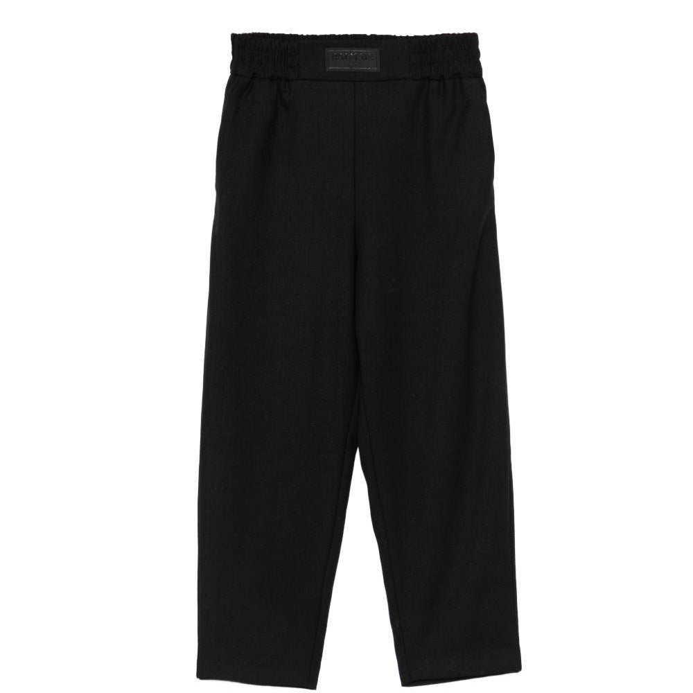Pantaloni per bambino Balmain Kids neri con toppa con logo in vita BY6P80 I0196 930 BALMAIN KIDS