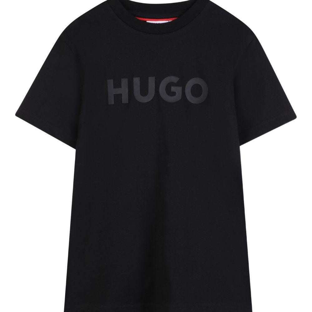 T-shirt per bambino Hugo Kids nero con logo sul davanti G01014 09B Hugo KIDS