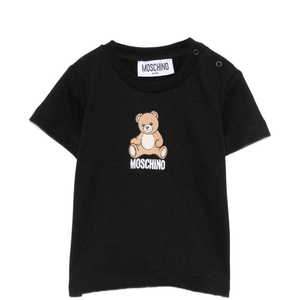 T-shirt per neonati Moschino Kids nera con motivo Teddy Bear M9M047LAA10 60100 MOSCHINO KIDS