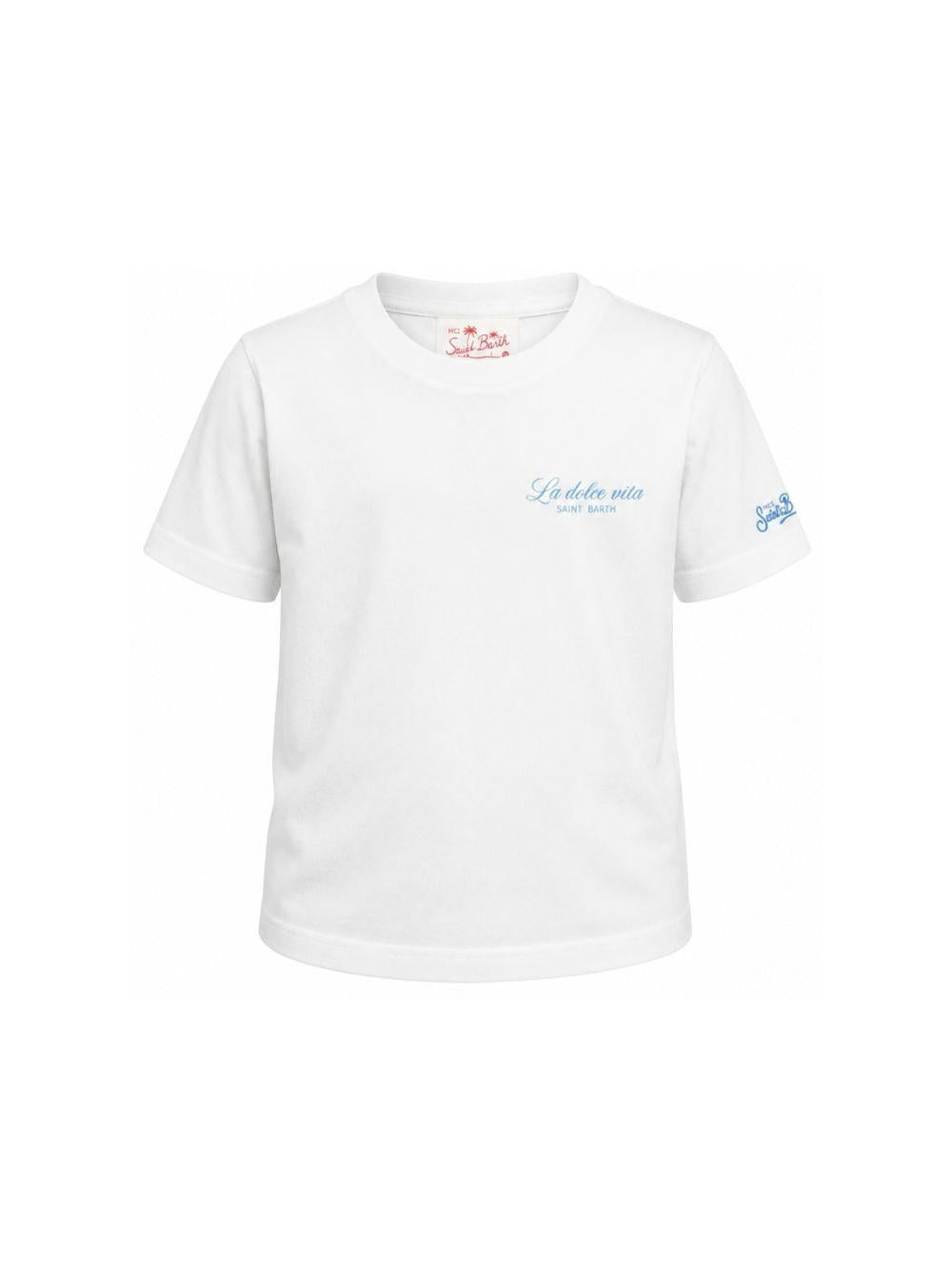 T-shirt per bambino MC2 Saint Barth Kids bianca scollo rotondo e stampa grafica PRL0001 00932L MC2 ST. BARTH KIDS