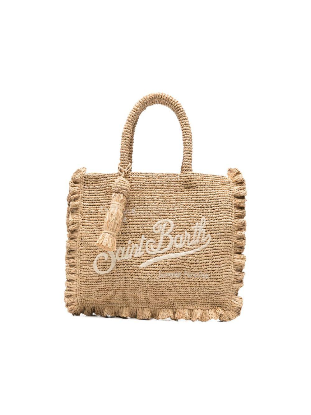 Borsa in rafia MC2 Saint Barth beige con effetto volant RAFV001 00222L MC2 ST. BARTH KIDS