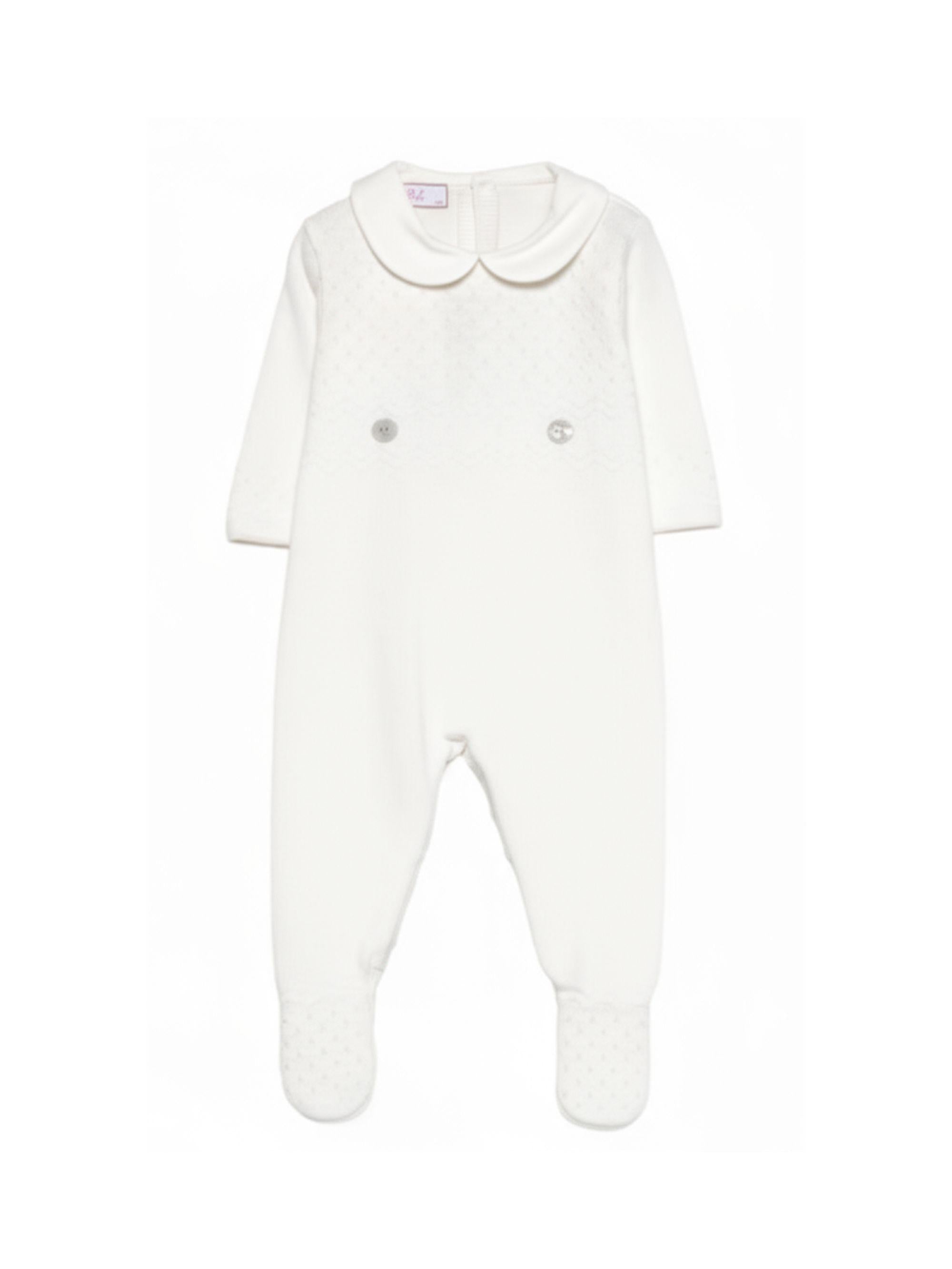 Tutina per neonati Paz Rodriguez bianca lavorata a maglia 005-123237 6062 PaZ RODRIGUEZ KIDS