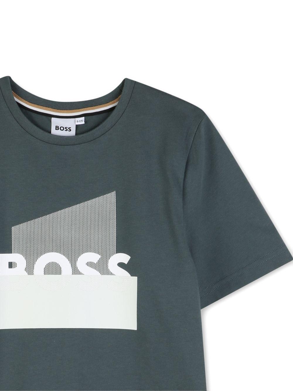 T-shirt per bambino Boss Kids grigio con stampa grafica J52978 68C BOSS KIDS