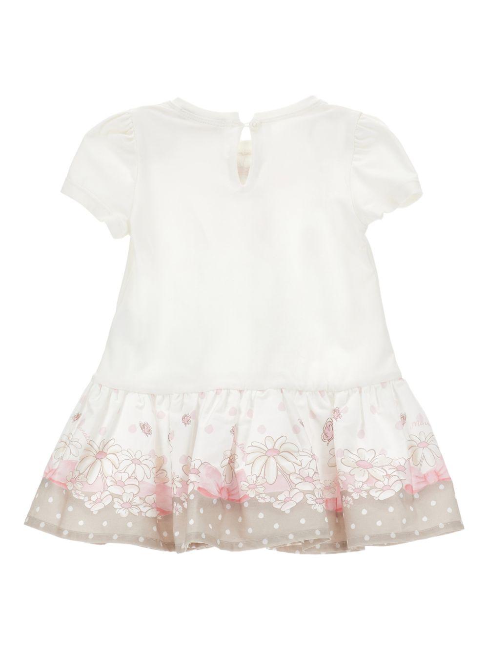 Abito per neonata Monnalisa bianco con stampa grafica floreale 31G911 7201 0190 MONNALISA