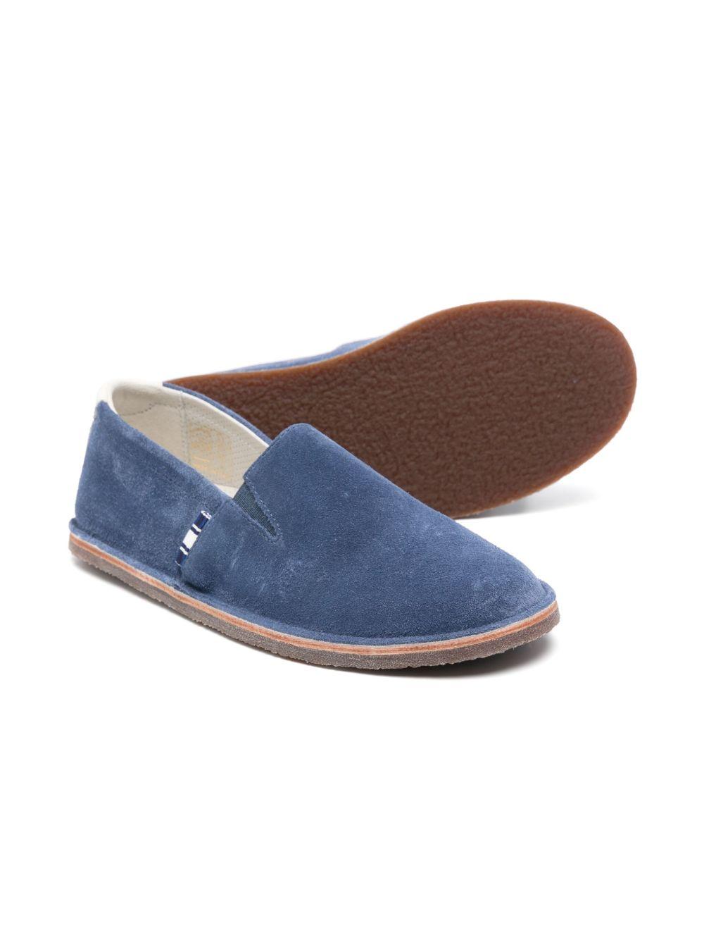 Mocassini per bambino Brunello Cucinelli Kids blu in pelle scamosciata BITALZI161 CAC70 BRUNELLO CUCINELLI KIDS