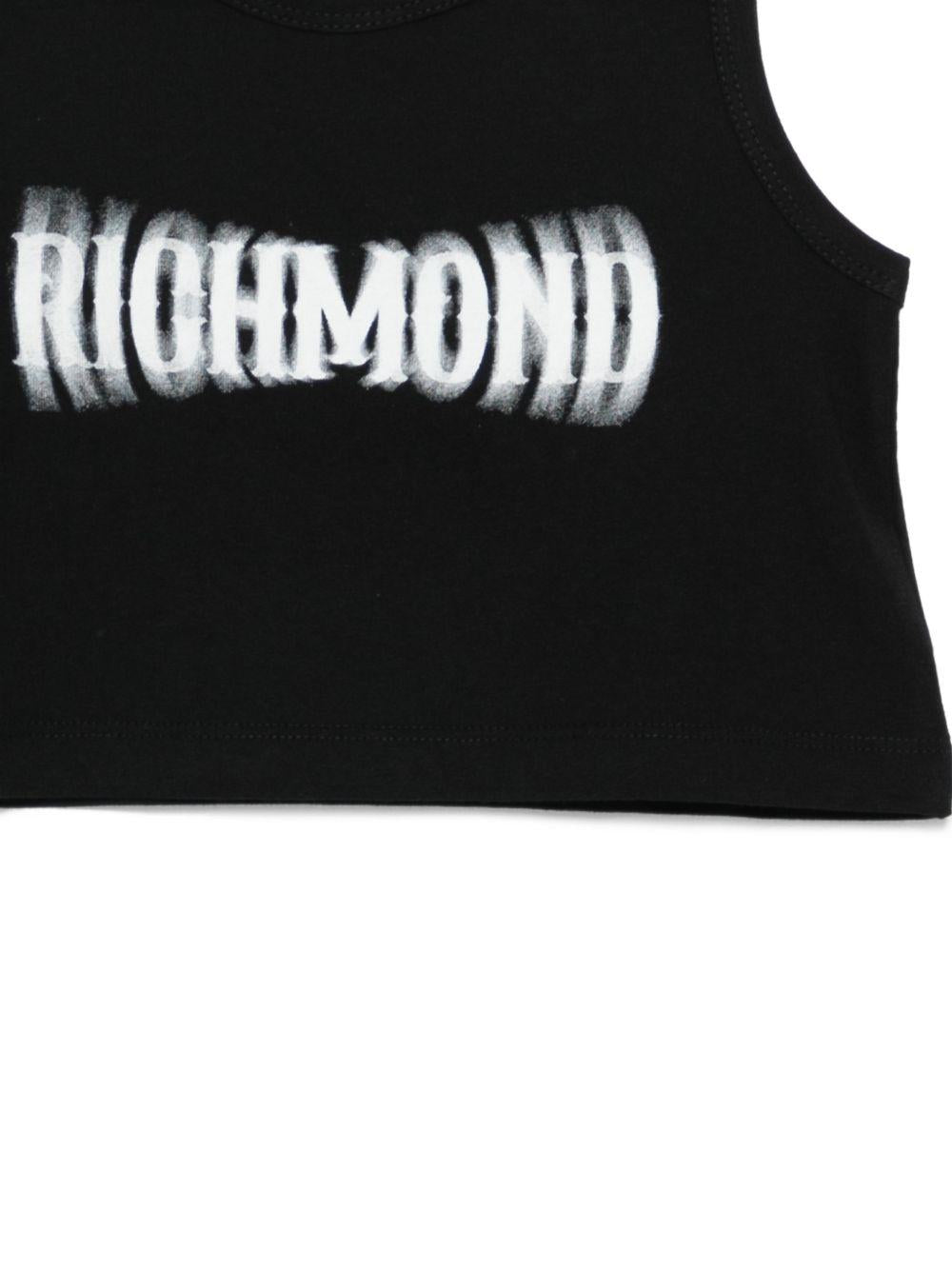 Top per bambina John Richmond Junior nero con stampa logo RGP26058TO BLACK JOHN RICHMOND KIDS