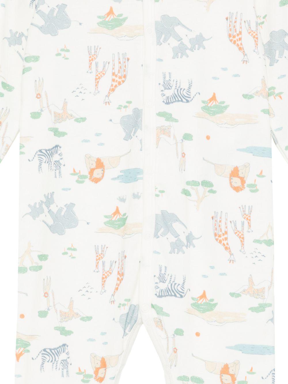 Tutina per neonati Petit Bateau bianca con stampa animali A0FRF 01 PETIT BATEAU KIDS