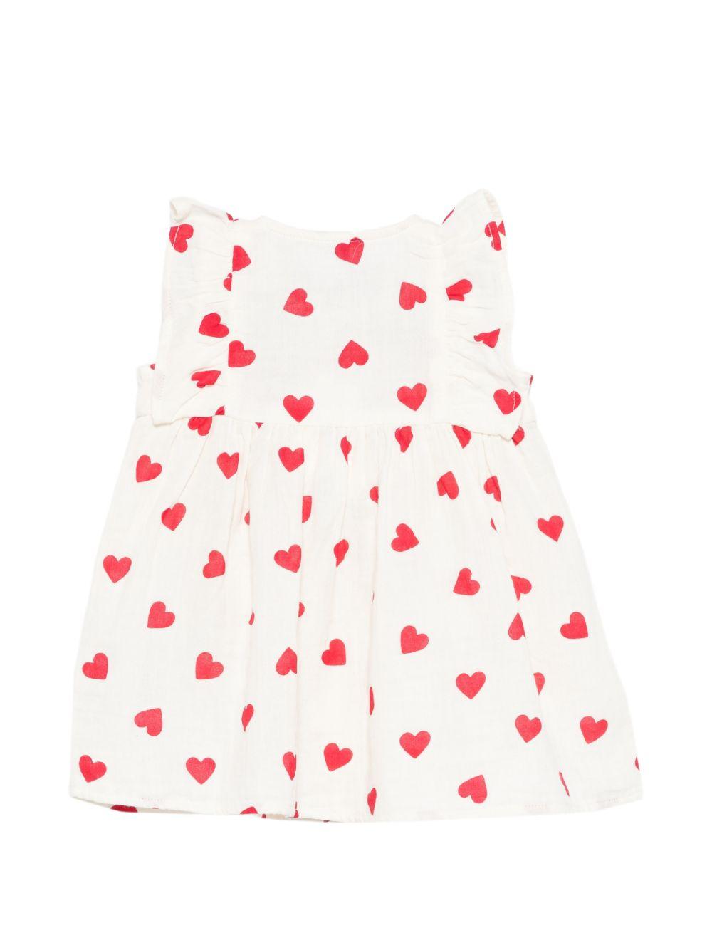 Abito per neonata Petit Bateau bianco con stampa a cuori rosso A0F18 03 PETIT BATEAU KIDS