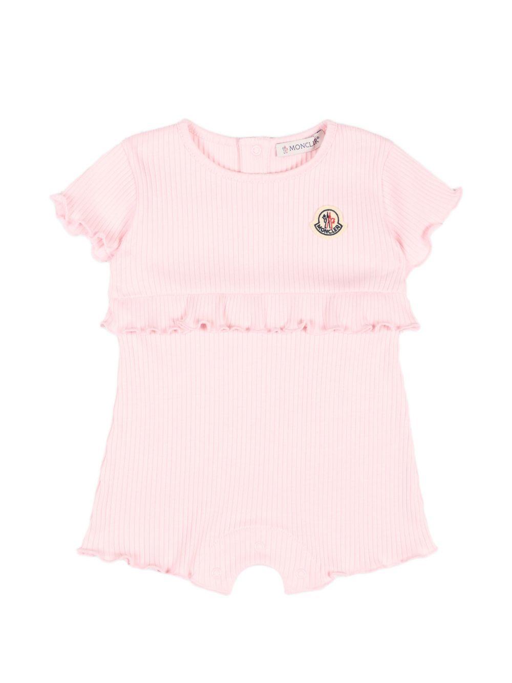 Tutina per neonata Moncler Enfant rosa con logo sul davanti L19518L0000589B0C 505 MONCLER ENFANT