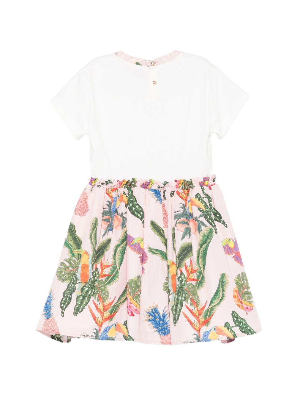 Abito per bambina Roberto Cavalli Kids bianco con gonna con stampa CGP26032VE WHITE ROBERTO CAVALLI KIDS