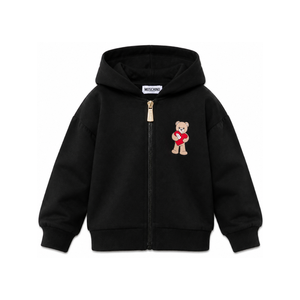 Felpa per bambina Moschino Kids nera con dettaglio Teddy Bear HDF06TLDA63 60100 MOSCHINO KIDS