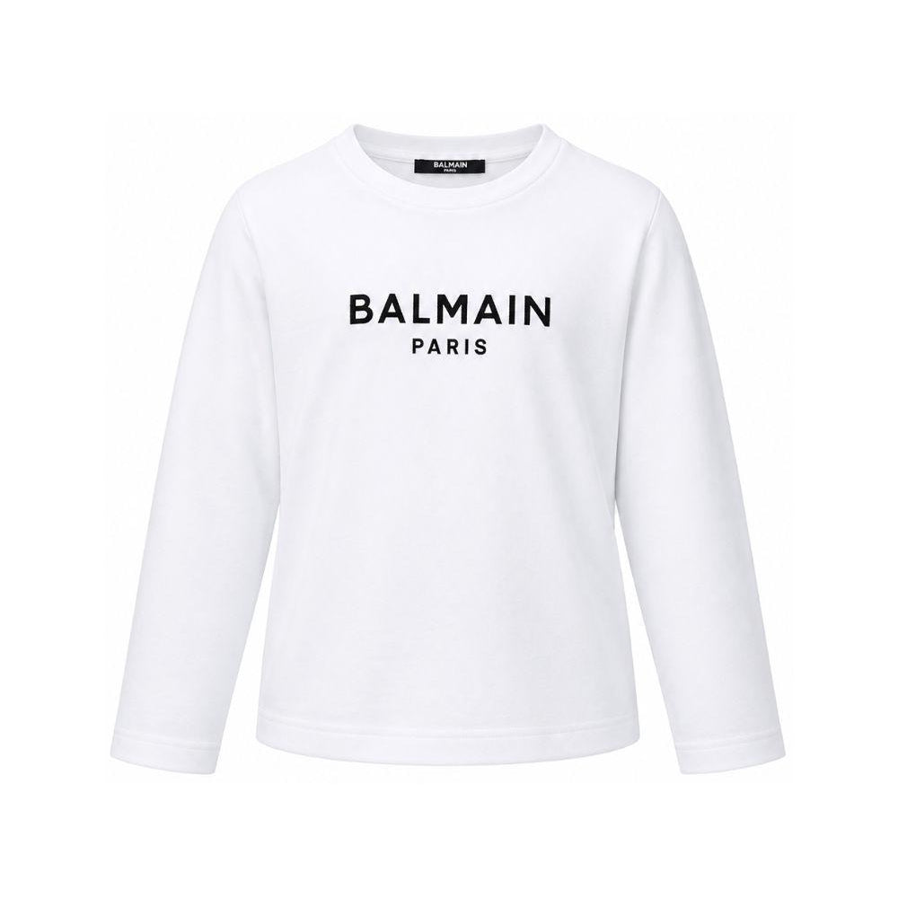 T-shirt per bambino Balmain Kids bianca con dettaglio logo sul davanti BZ8I20 Z3672 100NE BALMAIN KIDS