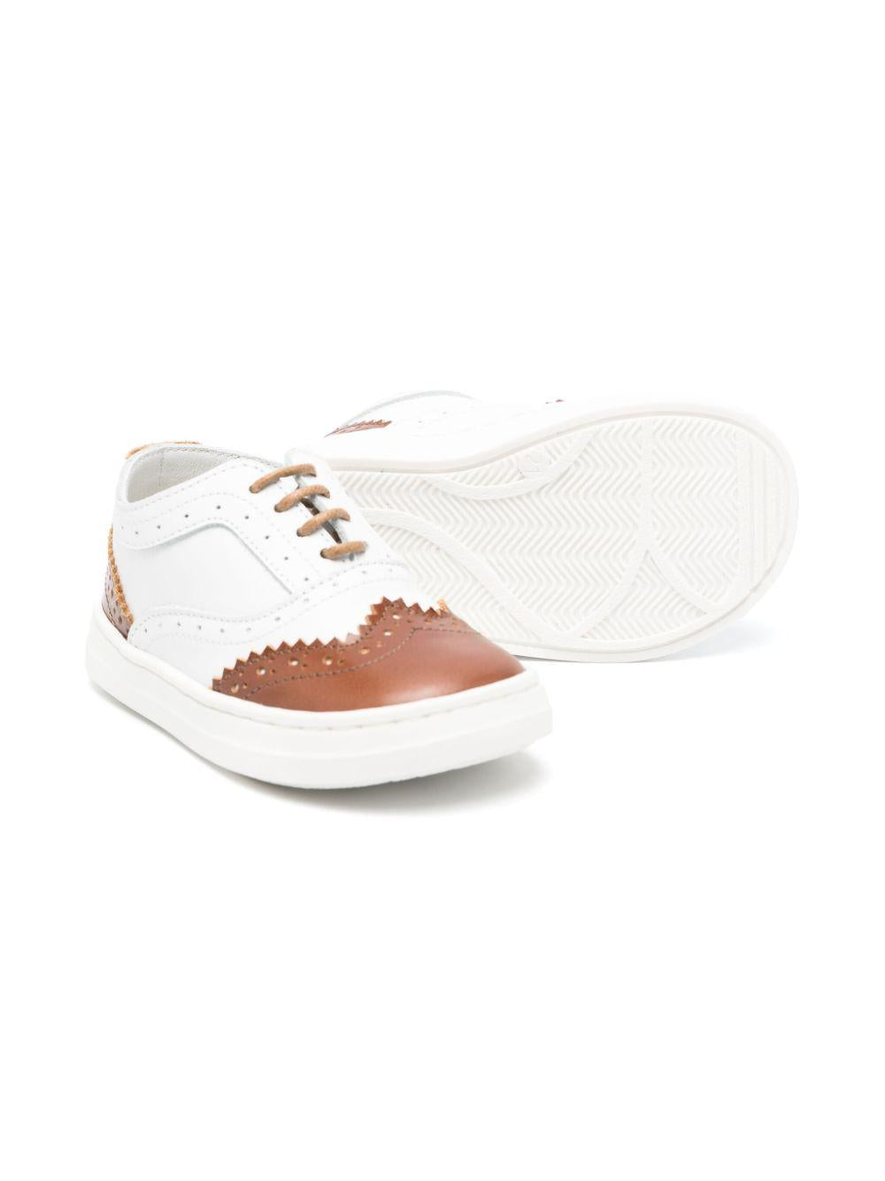 Brogues in pelle per bambino BabyWalker bianco con dettaglio traforato PB5275 WHITE/CAMEL BABYWALKER KIDS
