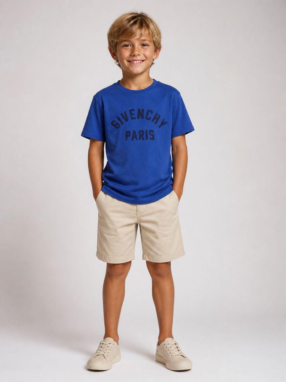 T-shirt per bambini Givenchy Kids blu con stampa logo sul davanti H31345 865 GIVENCHY KIDS