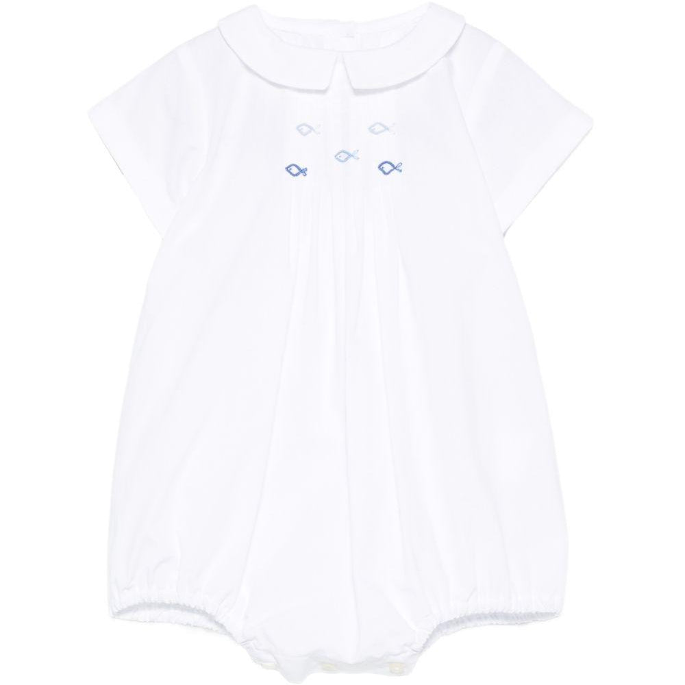 Tutina per neonati Mariella Ferrari bianca a maniche corte con colletto PLP14BIS 305 MARIELLA FERRARI