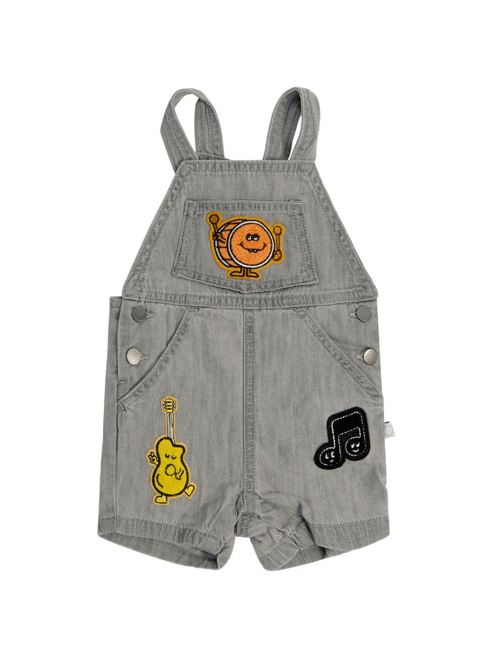 Salopette per neonato Stella McCartney Kids grigia con stampa grafica musicale TYA502 Z0522 909 STELLA McCARTNEY KIDS