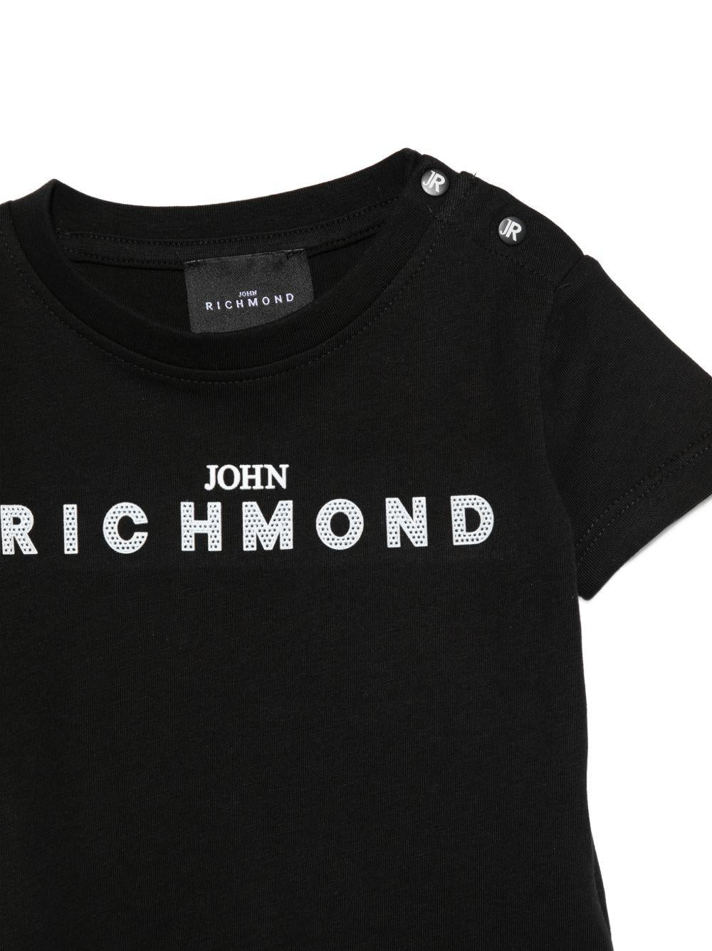 T-shirt per neonato John Richmond Junior nera con dettaglio logo RIP26002TS BLACK JOHN RICHMOND KIDS