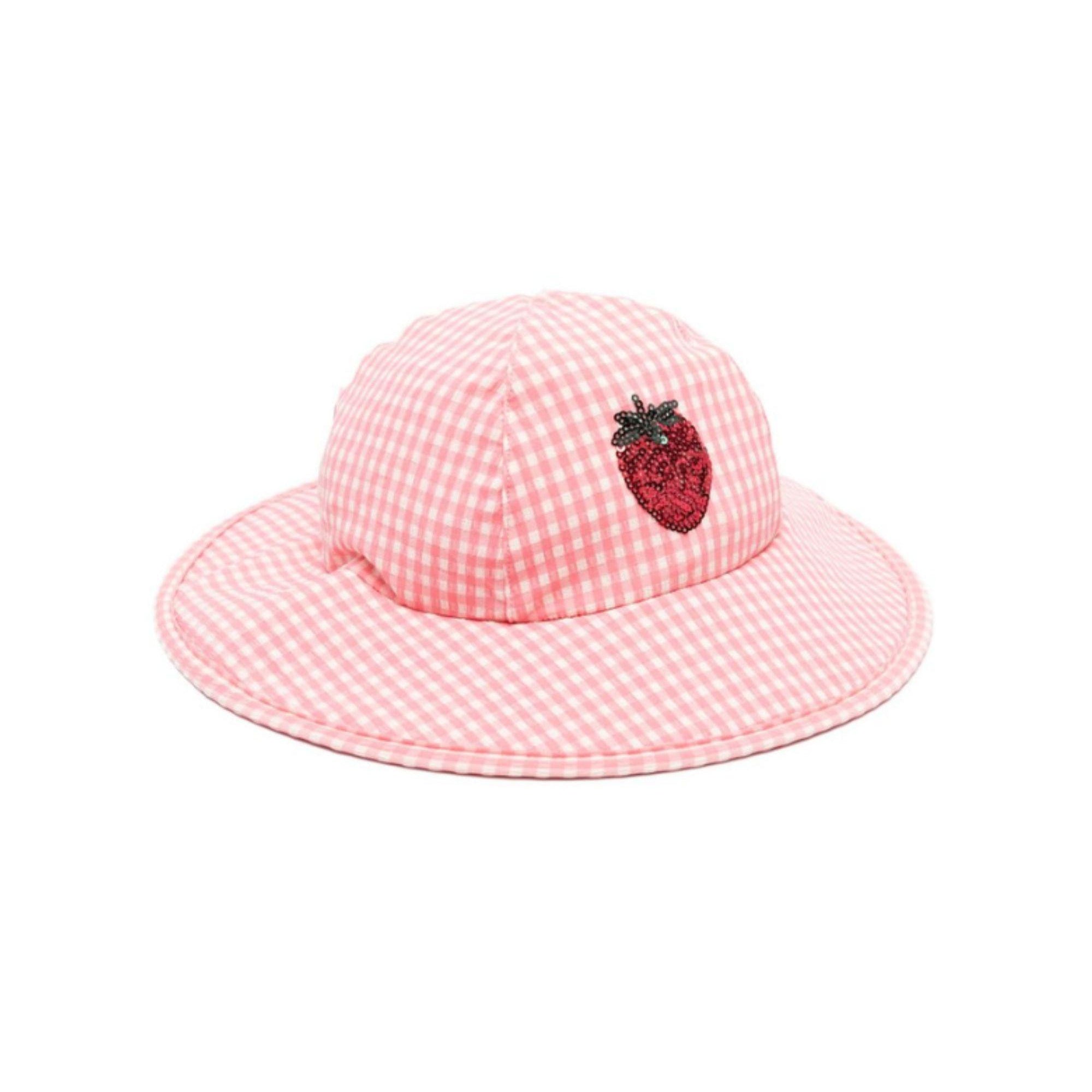 Cappello per bambina Konges Sløjd rosa con motivo a quadri KS104788 PINK KONGES SLOJD
