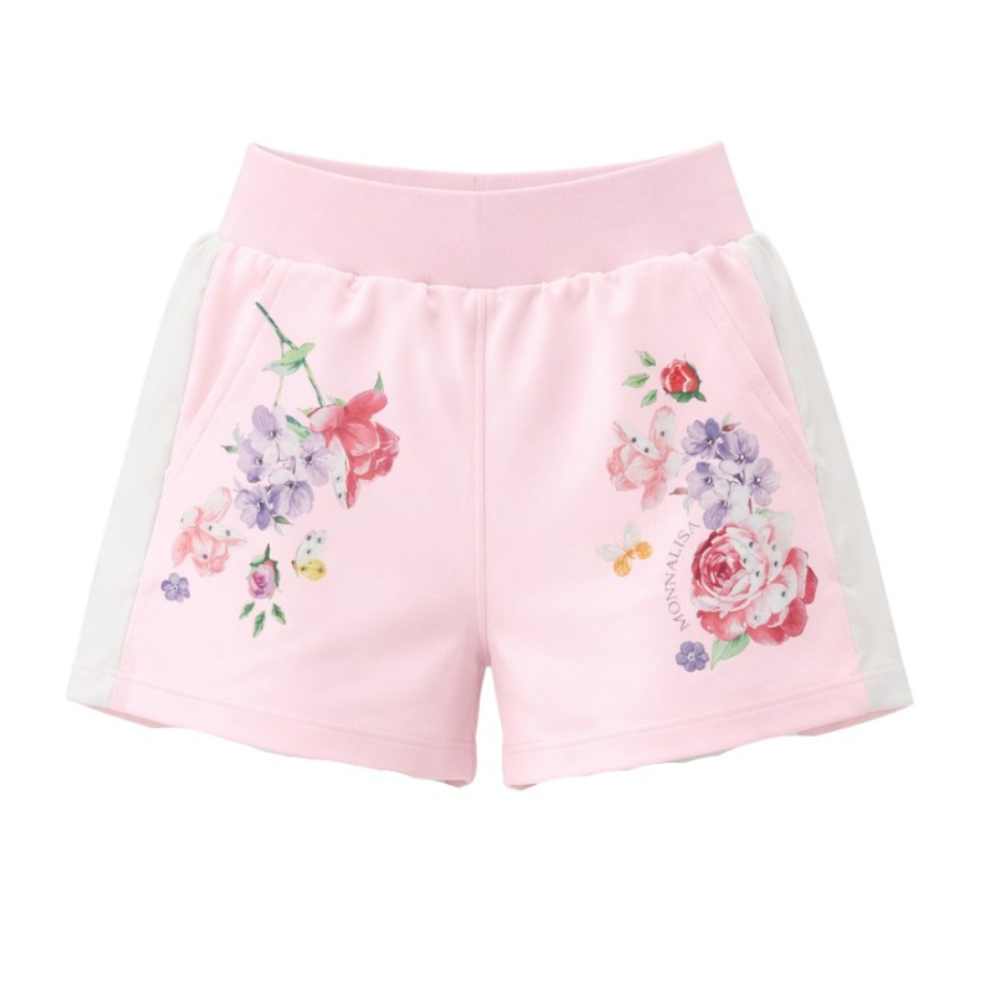 Shorts per bambina Monnalisa rosa con stampa a fiori 19G403 7007 9099 MONNALISA KIDS