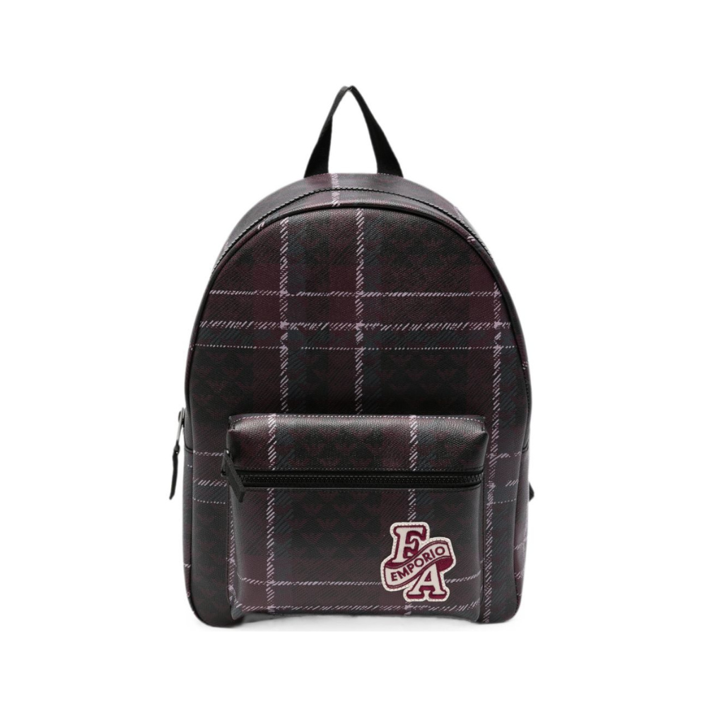 Zaino per bambini Emporio Armani Kids rosso a quadri con patch logo EB000840 AF29322 MA155 EMPORIO ARMANI KIDS