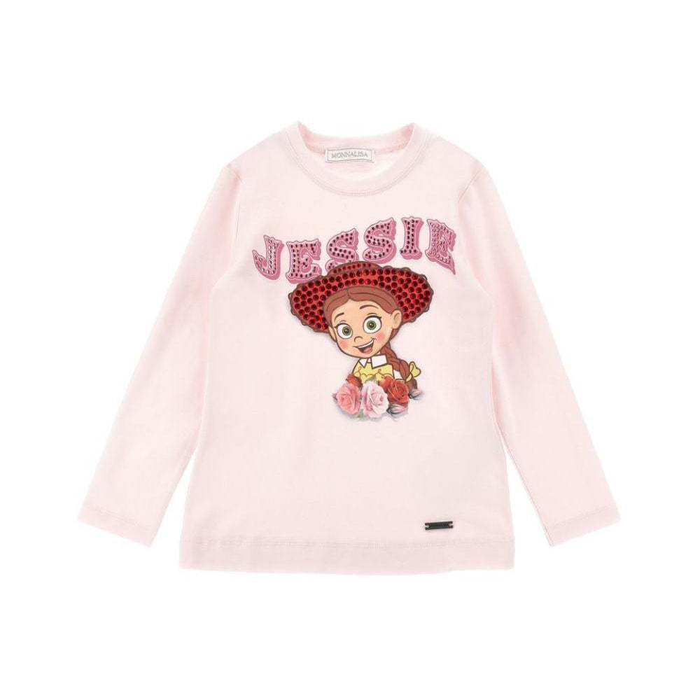 T-shirt per bambina Monnalisa Kids rosa con stampa grafica Jessie 19H602 8004 0091 MONNALISA KIDS