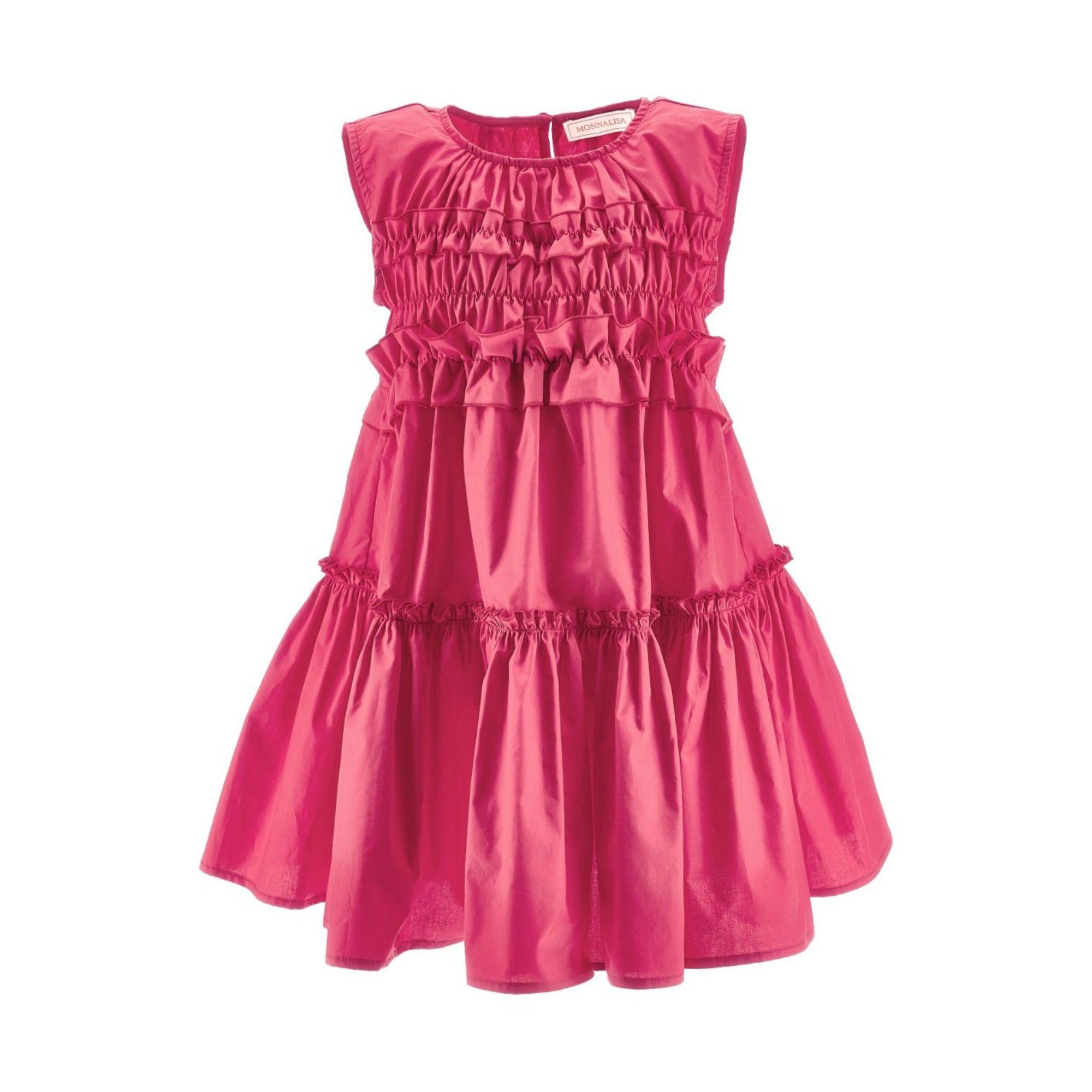 Abito per bambina Monnalisa fucsia smanicato con ruches 17G910 7116 0097 MONNALISA KIDS