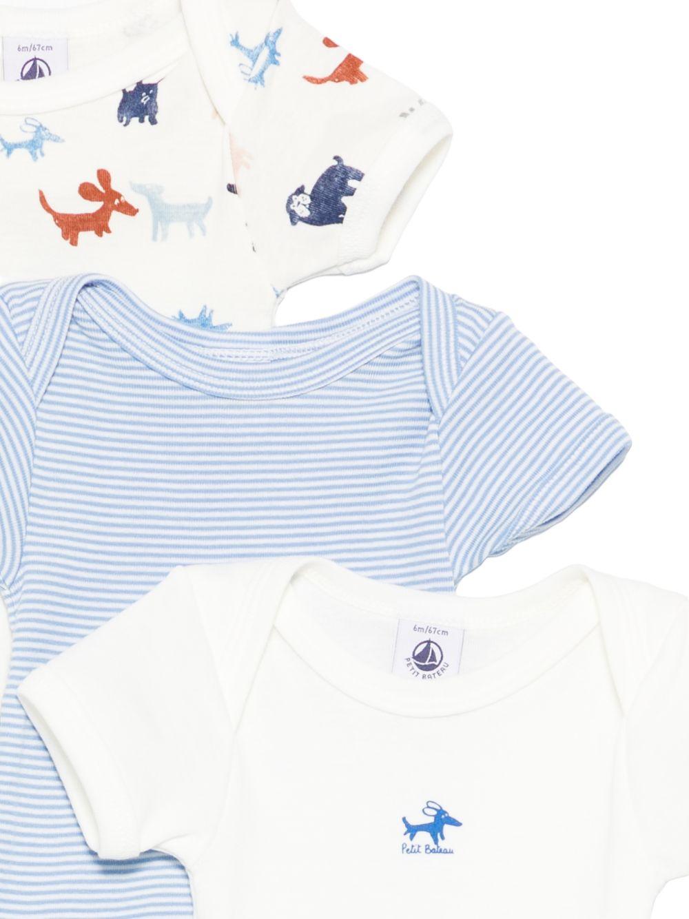 Set tre body per neonato Petit Bateau multicolore a girocollo A0FQN 00 PETIT BATEAU