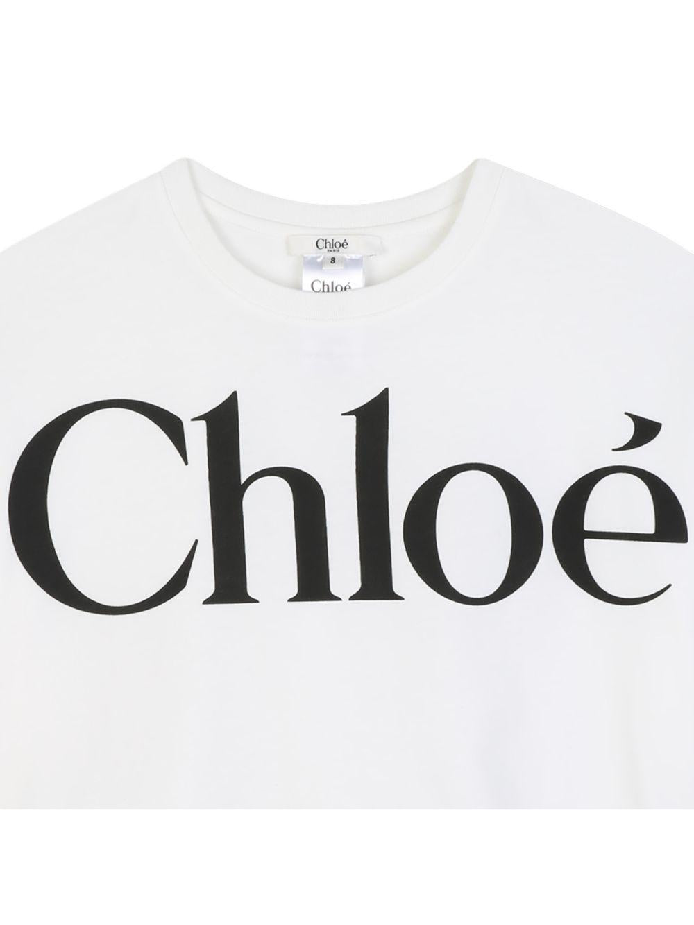 T-shirt per bambina Chloè Kids bianca con design crop C21305 117 CHLOE' KIDS