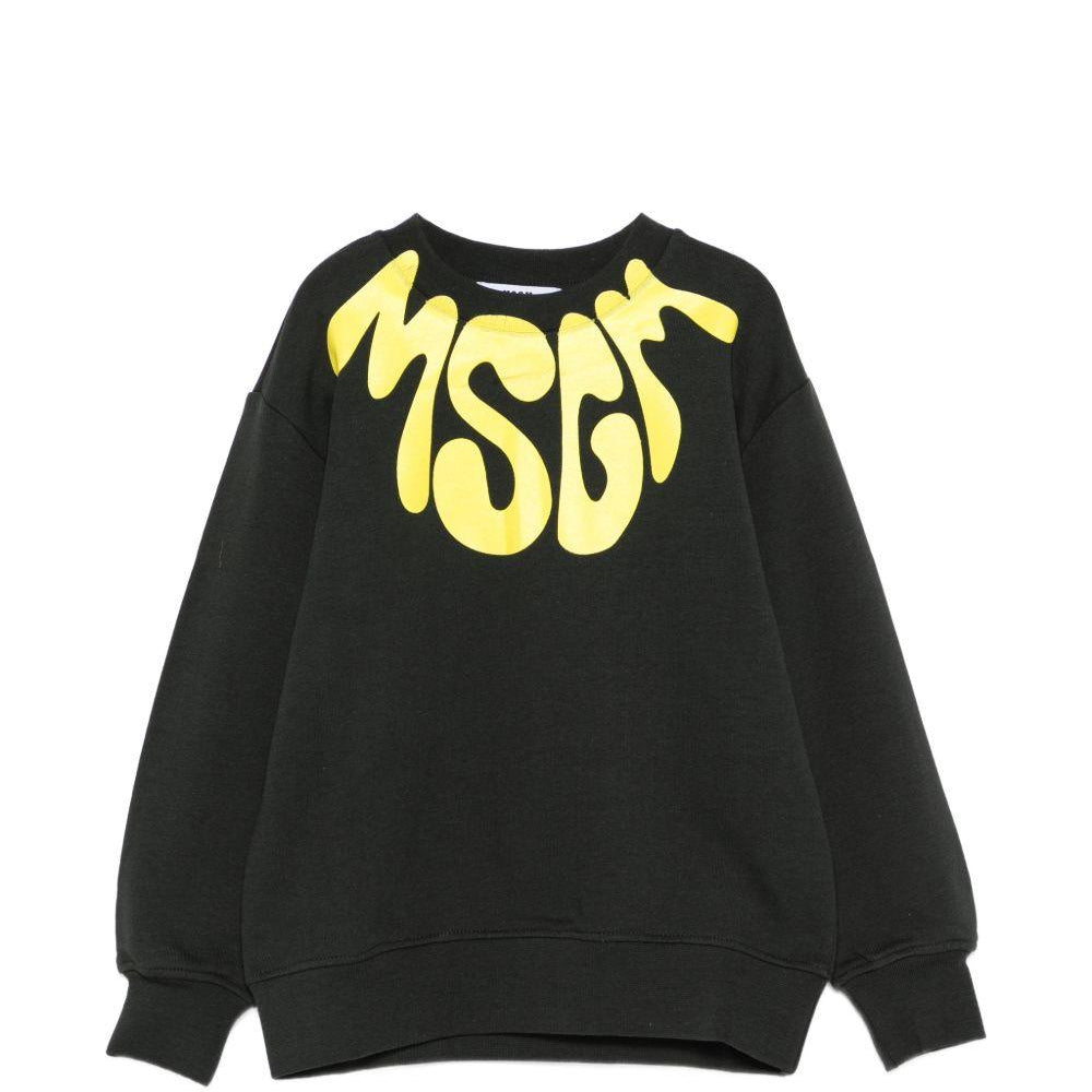 Felpa per bambini MSGM Kids nera con stampa logo sul davanti S6MSJUSW220 MS040 MSGM KIDS
