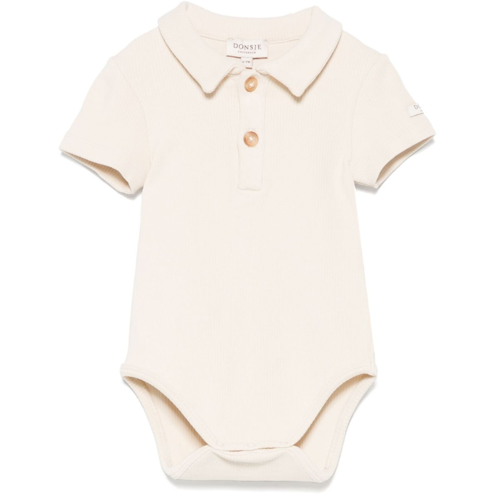 Body per neonata Donsje Moli beige con colletto stile polo 3031500 00004 DONSJE KIDS