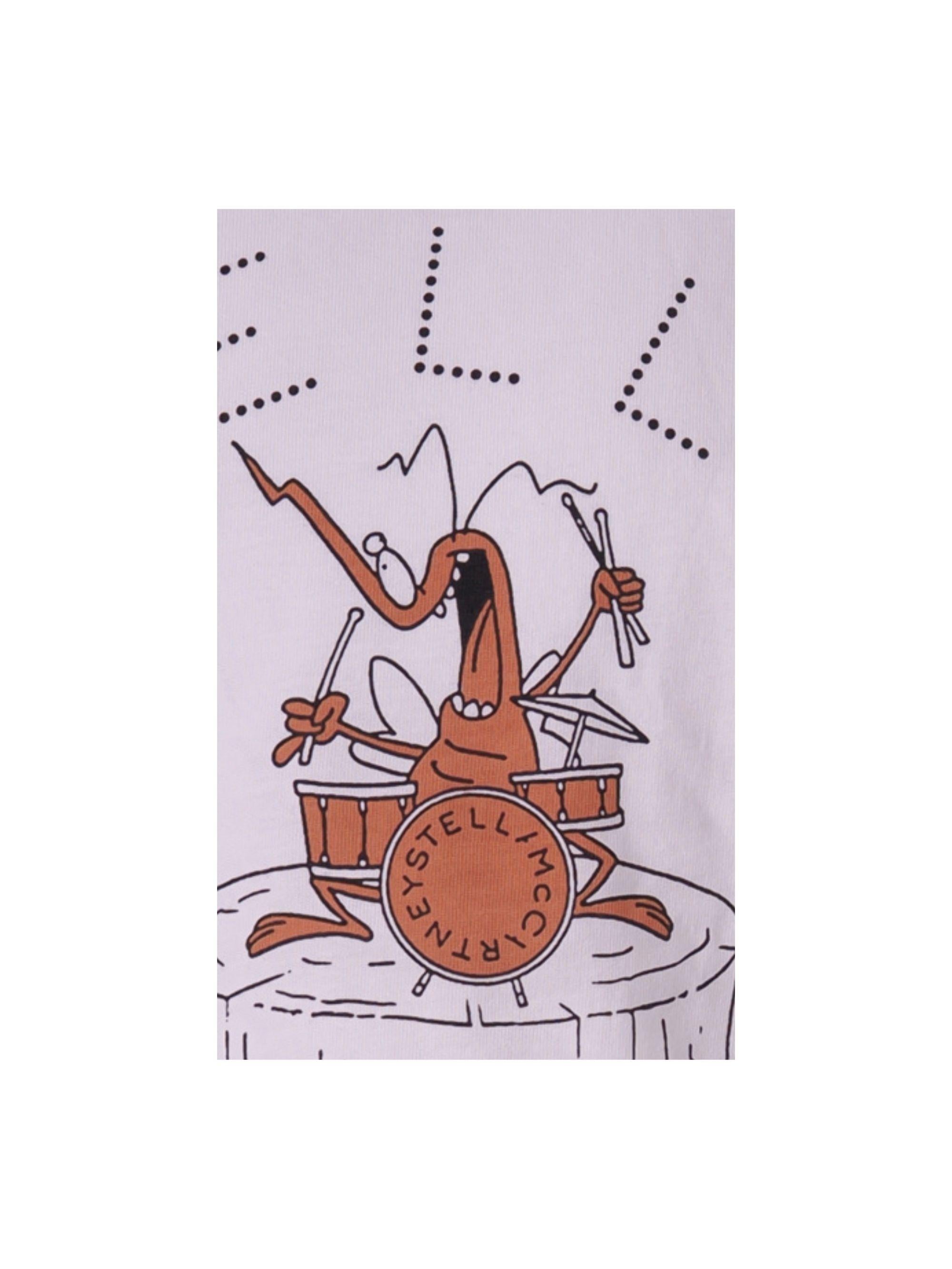 T-shirt per bambino Stella McCartney Kids bianca con stampa grafica sul davanti TY8P61 Z0434 101 STELLA McCARTNEY KIDS