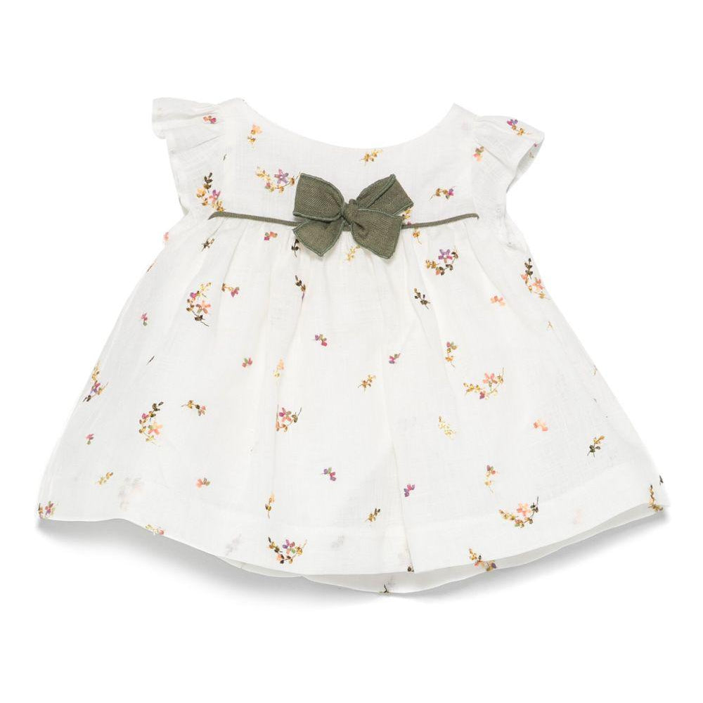 Abito per neonata La Stupenderia bianco con ricamo floreale e maniche ad aletta TBCT52 I06 LA STUPENDERIA KIDS