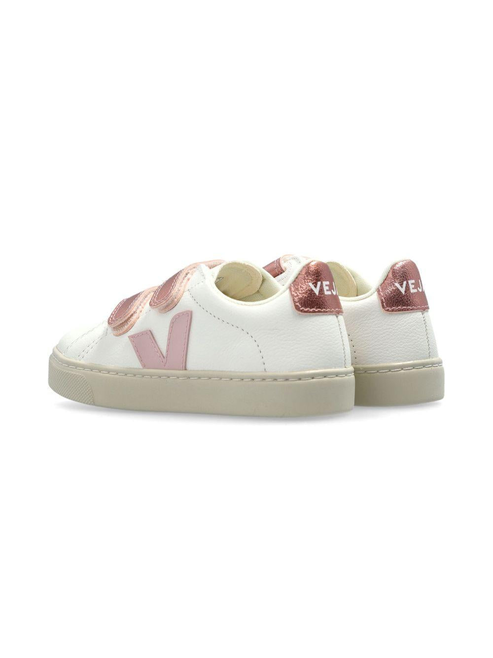 Sneakers per bambina Veja Kids bianche con chiusura frontale a strappo SV0520604 EXTRA WHITE PETALE NACRE VEJA KIDS