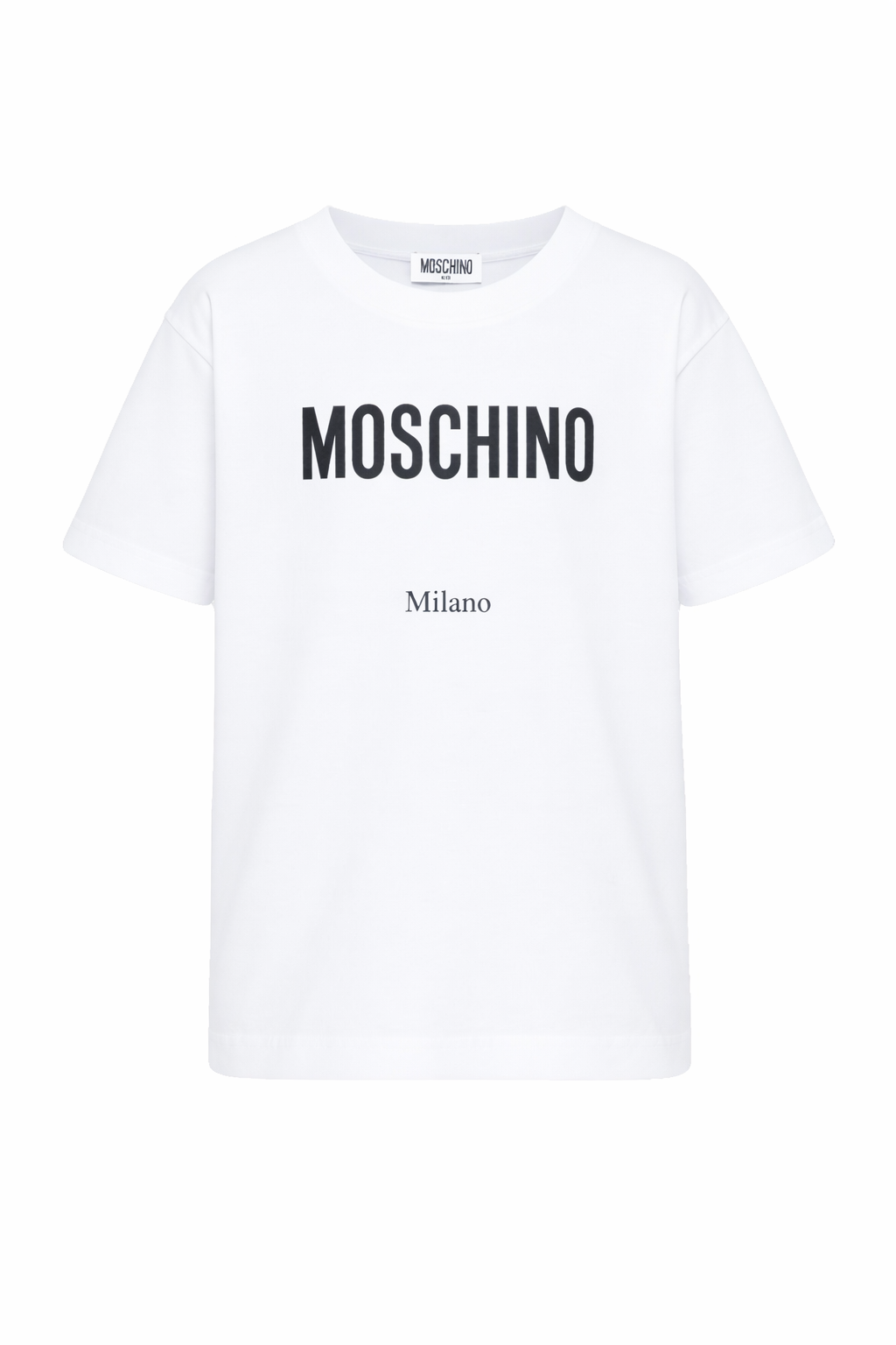 T-shirt per bambino Moschino Kids bianca con stampa logo H6M05GLAA23 10101 MOSCHINO KIDS