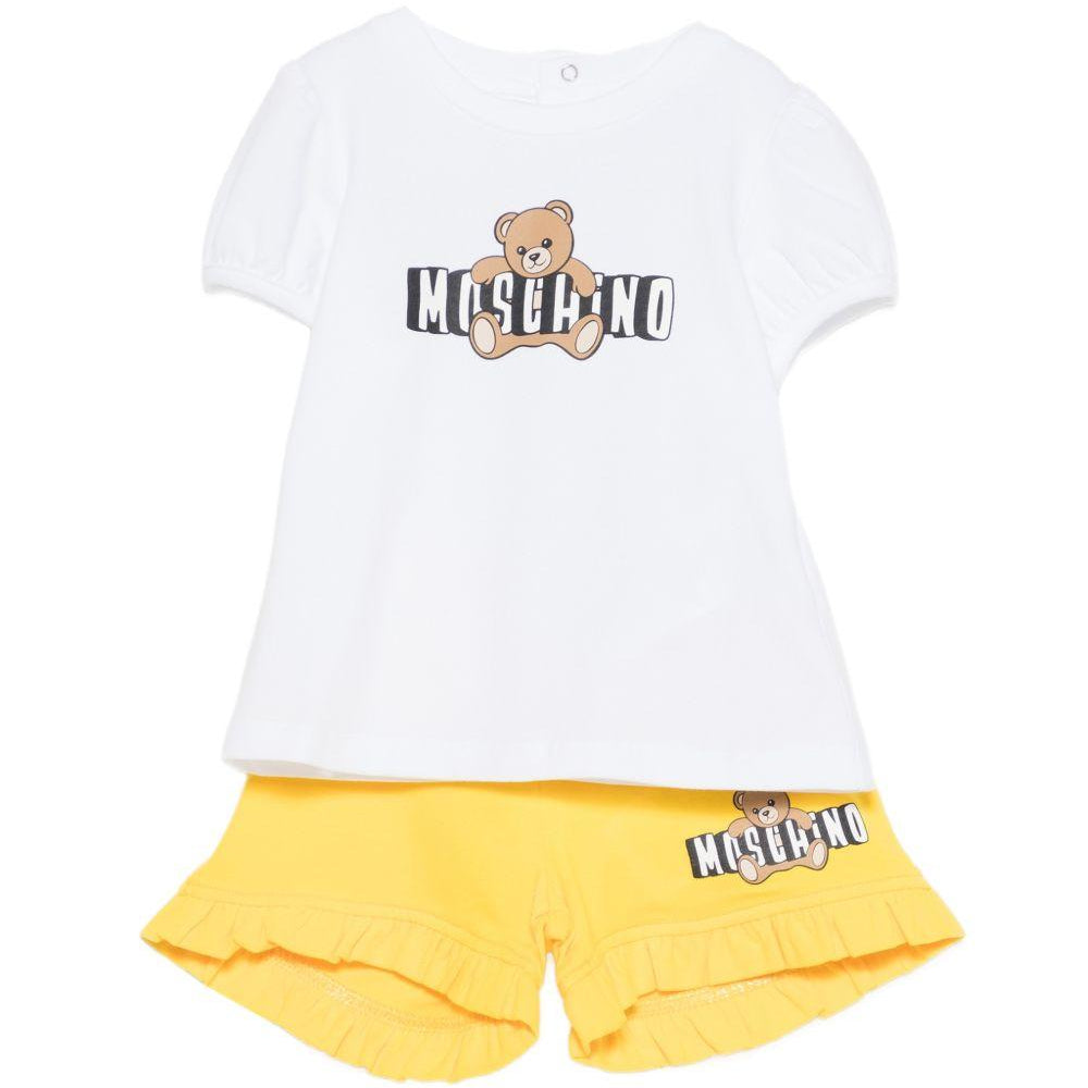 Set due pezzi per neonata Moschino Kids multicolore con stampa orsetto MBG01OLBA00 82673 MOSCHINO KIDS