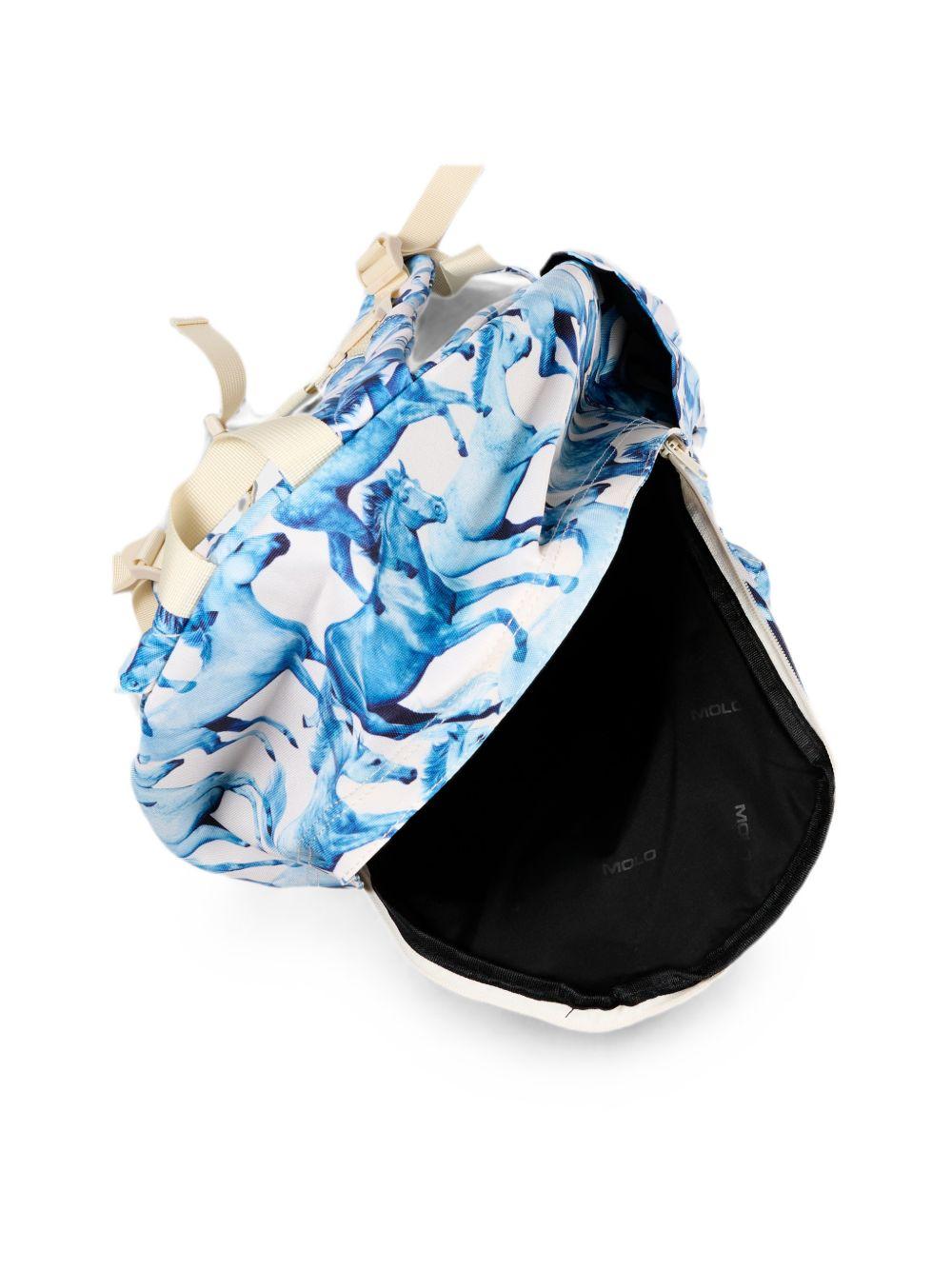 Zaino per bambini Molo Kids azzurro con stampa grafica cavalli all-over 7W26V203 5740 MOLO KIDS