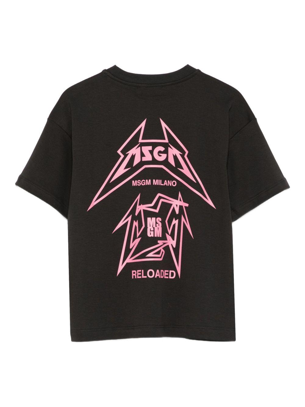 T-shirt per bambina MSGM Kids nera con stampa logo F5MSJGTH267 MS063 MSGM KIDS