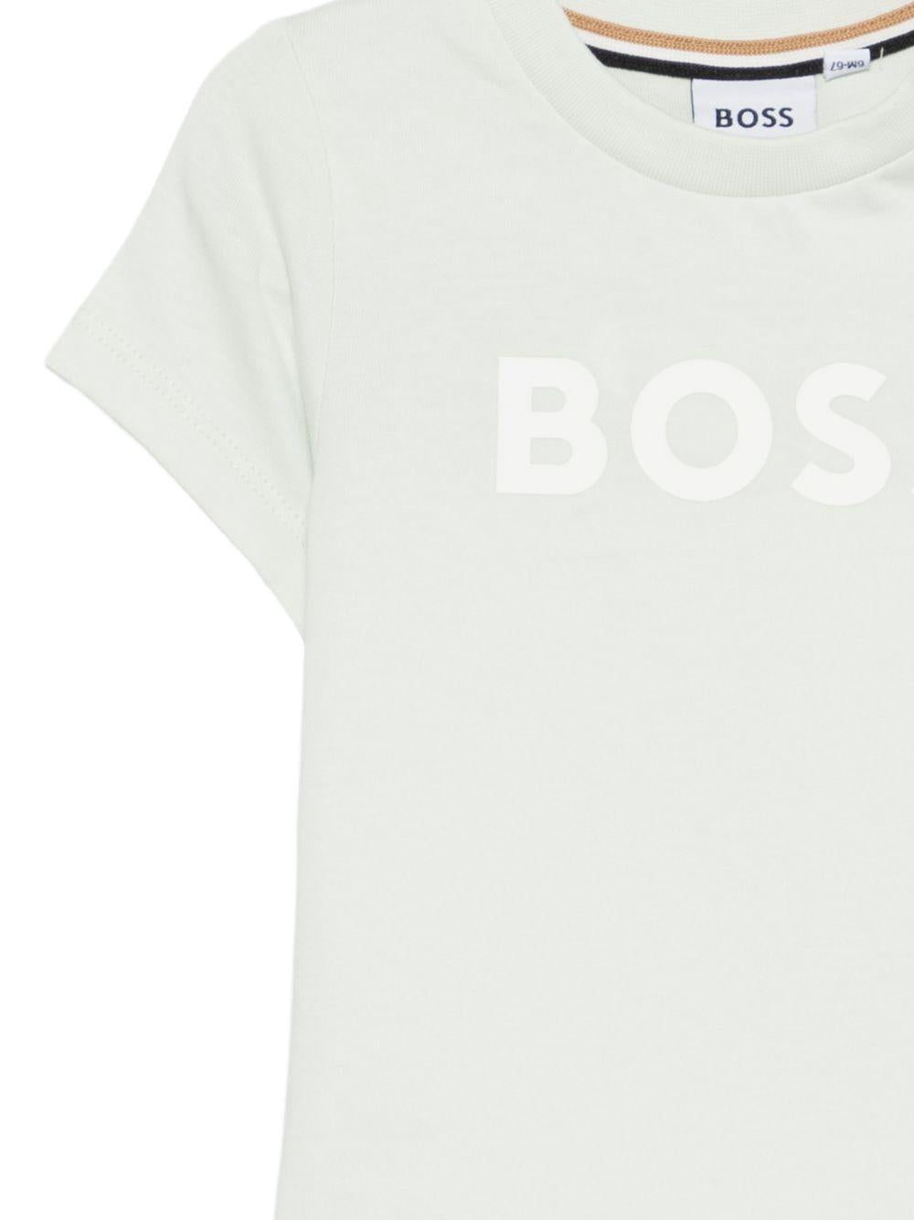 T-shirt per neonato Boss Kids verde chiaro con logo J52712 73K BOSS KIDS