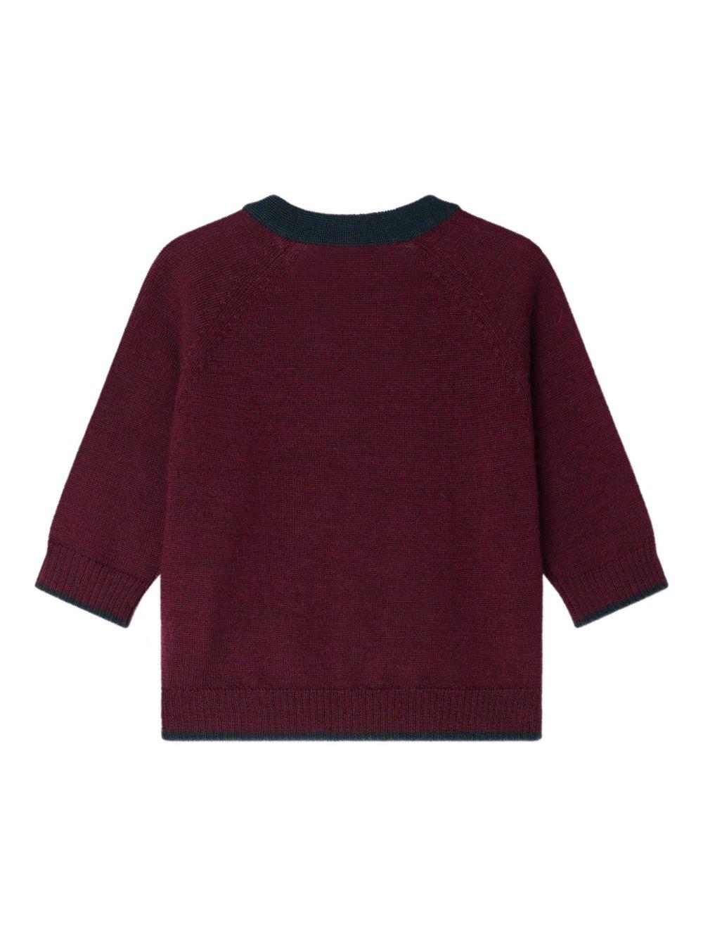 Cardigan per neonato Bonpoint rosso scuro in lana con bottoni W05YCAK00004 253 BONPOINT