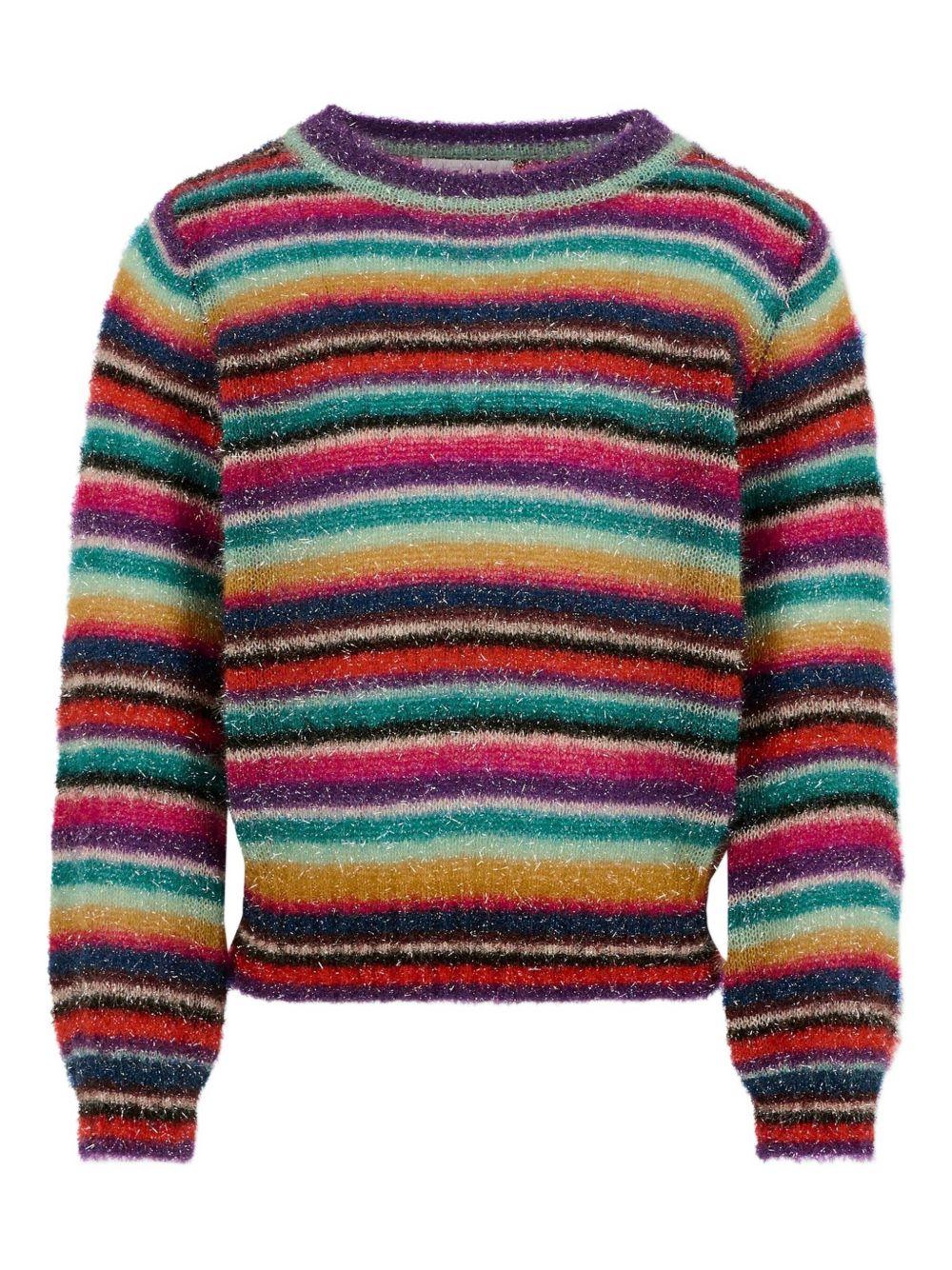 Maglione per bambina Molo multicolore con strisce orizzontali glitterate 2W25K208 9415 MOLO