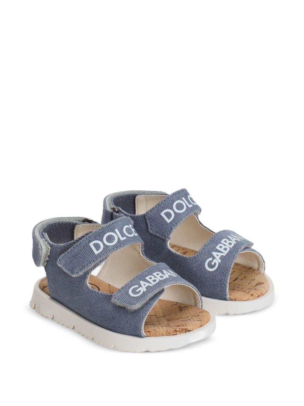Sandali per bambino Dolce & Gabbana Kids in denim con Logo sui cinturini DL0092 AW520 80619 DOLCE & GABBANA KIDS