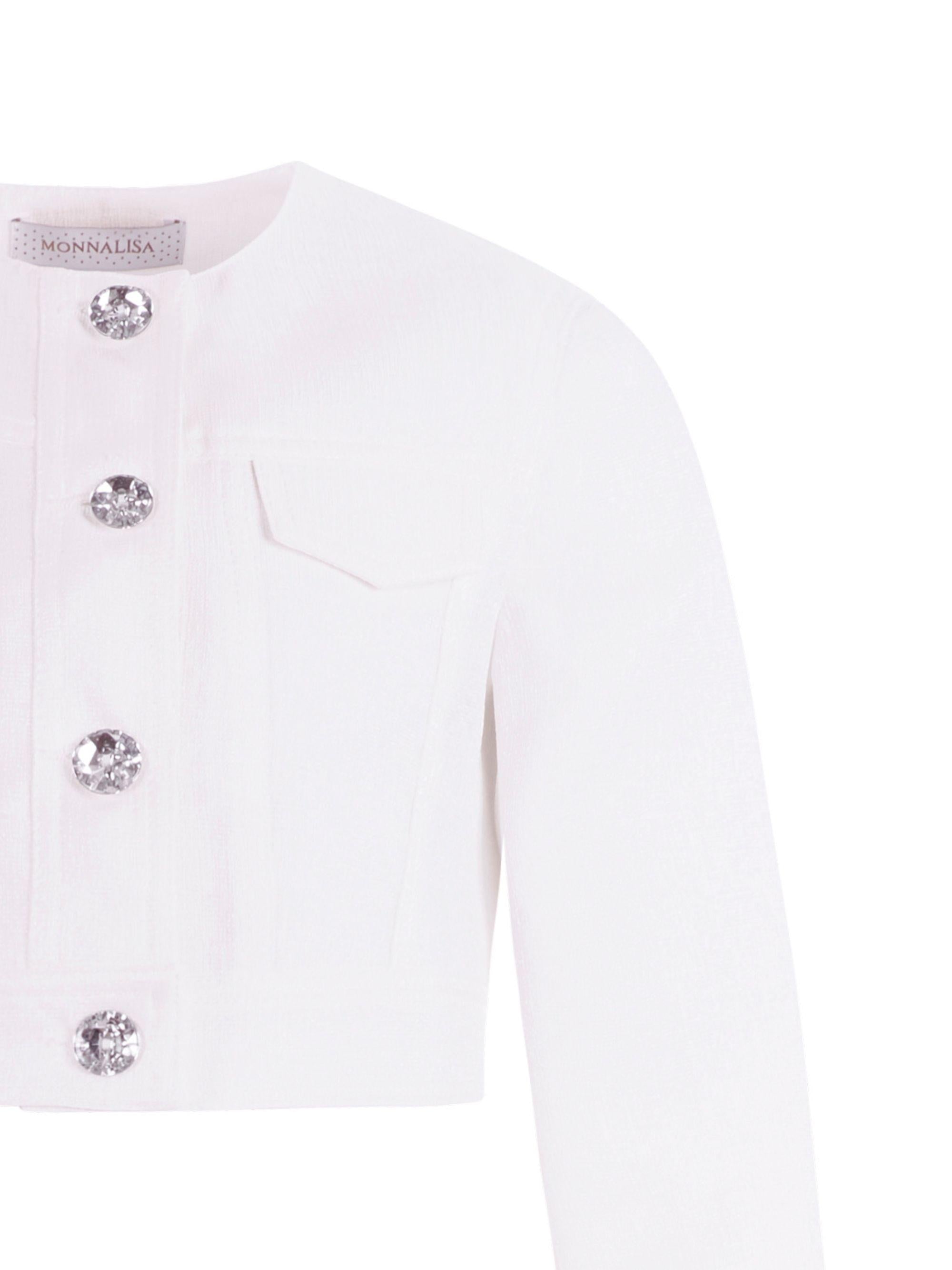 Giacca per bambina Monnalisa bianca con taschino 71G104 7124 0001 MONNALISA KIDS