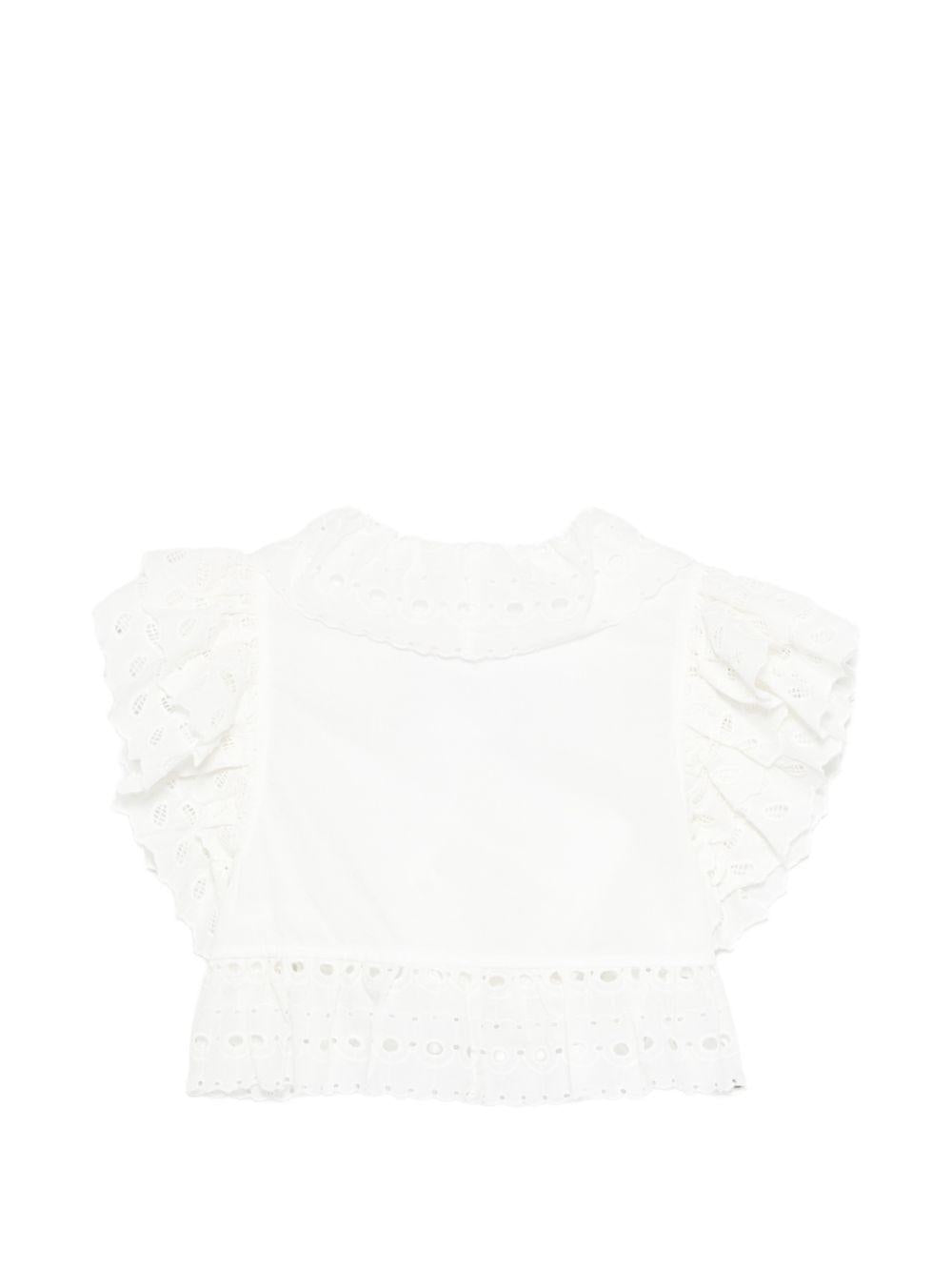 T-shirt per bambina Louise Misha bianca con bordi arricciati GRI-S26-V0139 OFF WHITE LOUISE MISHA KIDS