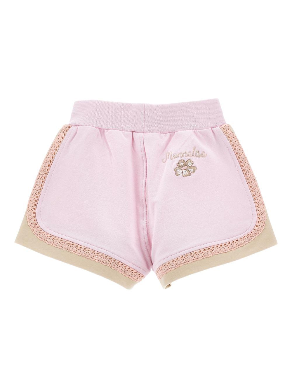 Shorts per neonata Monnalisa rosa con dettaglio fiore 39G407 7007 9002 MONNALISA KIDS