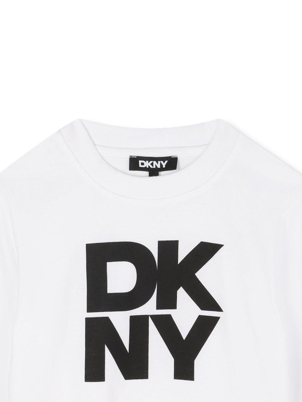 T-shirt per bambino DKNY Kids bianca con logo D62457 10P DKNY