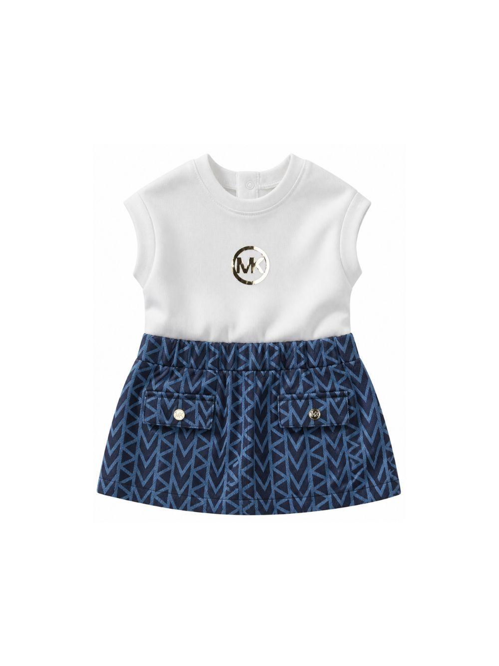 Abito per neonata Michael Kors Kids bianco e blu con stampa grafica R30550 Z10 MICHAEL KORS KIDS