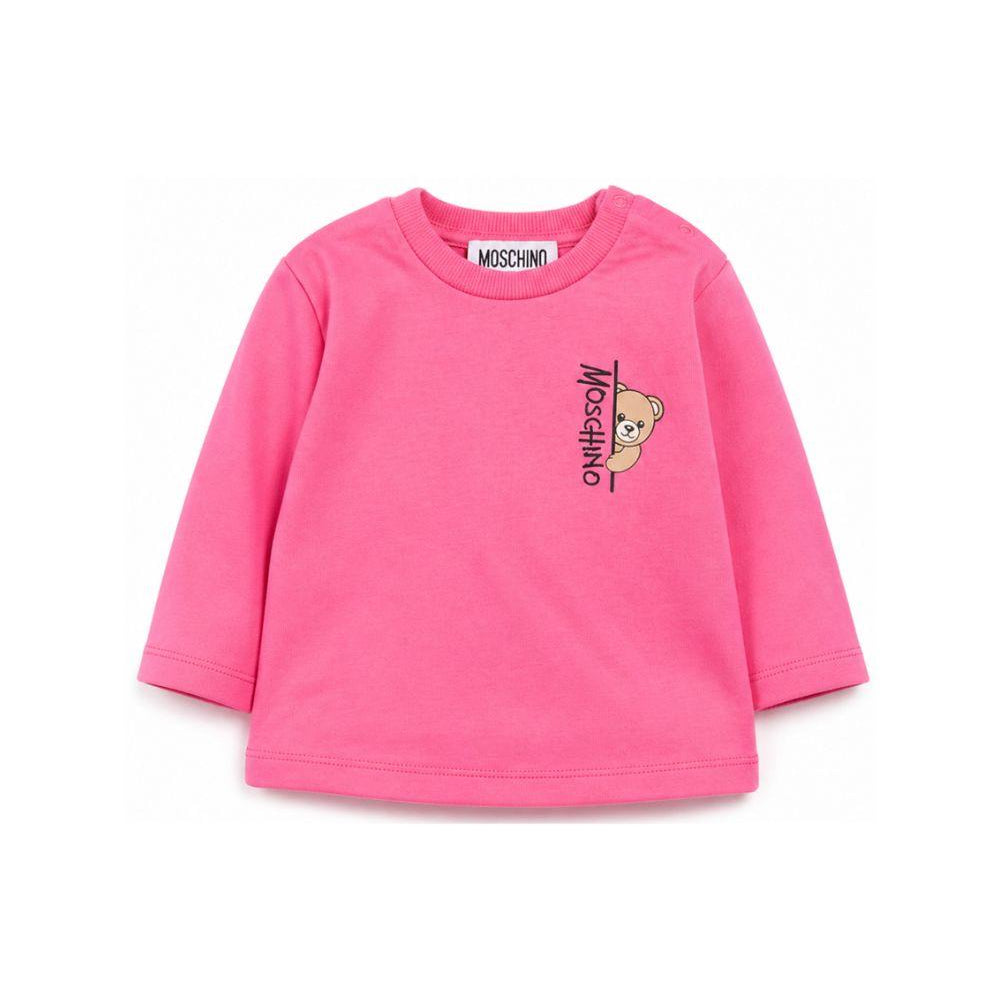 T-shirt per neonata Moschino Kids fucsia con dettaglio Teddy Bear MNO014LAA58 51450 MOSCHINO KIDS