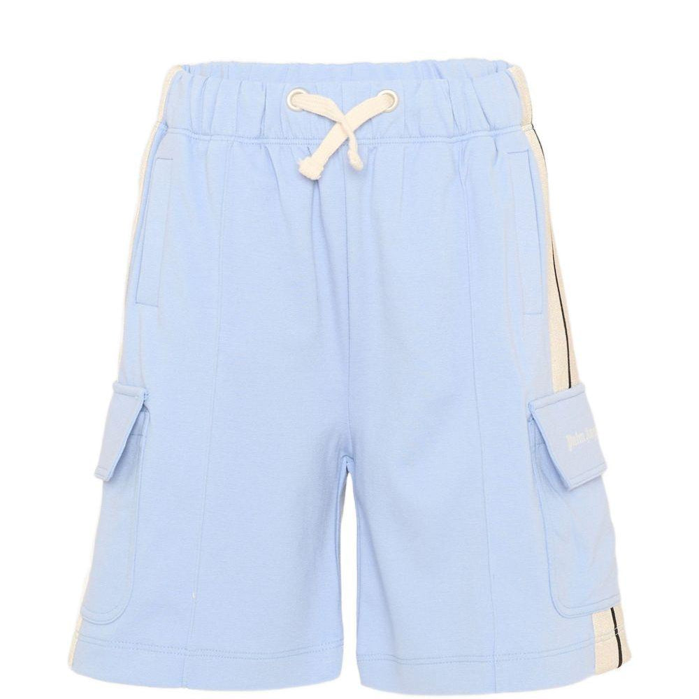 Shorts per bambino Palm Angels Kids azzurri con chiusura a coulisse PBCL004S26FLE001 960 PALM ANGELS KIDS