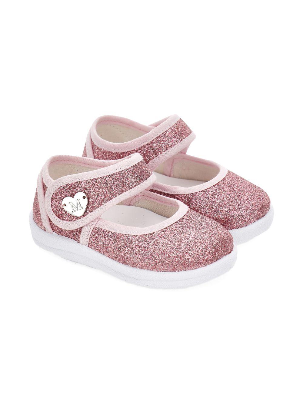 Ballerine per bambina Monnalisa rosa con decorazione glitter 83G005 7714 G090 MONNALISA