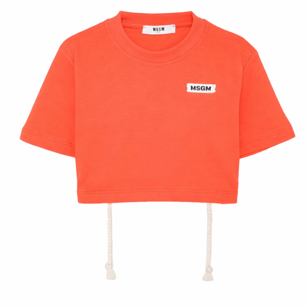 T-shirt per bambina MSGM Kids rossa con logo applicato S6MSJGTH179 MS074 MSGM KIDS